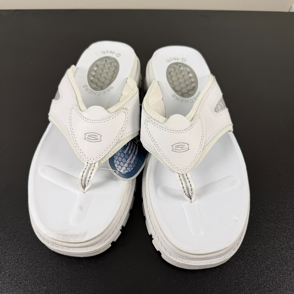 Skechers G-Tech Thong Sandals Women's 10 White Comfort Platform Flip Flops Y2K - Picture 5 of 16